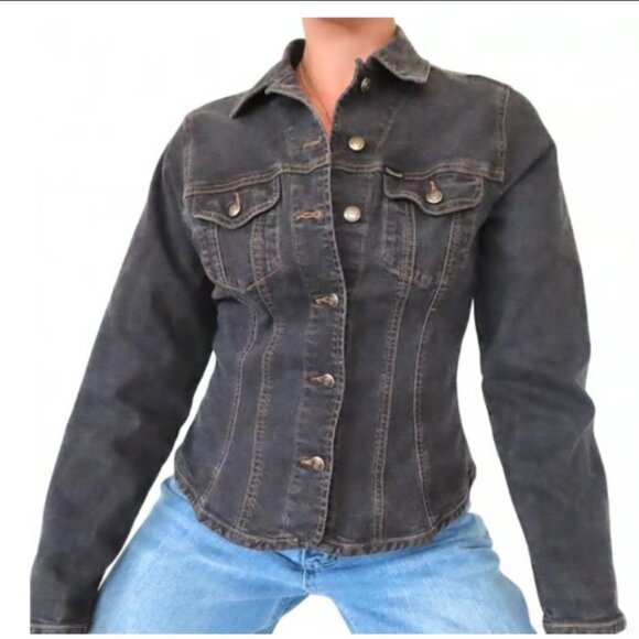Facconable Women's Classic Faded Blue Denim Jean Jacket - Designed in France - Picture 1 of 10